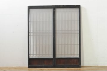 アンティーク建具　片面ガラス　上質な和の空間を演出する書院戸2枚セット(引き戸、窓)(R-076344)