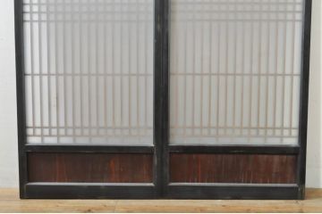 アンティーク建具　片面ガラス　上質な和の空間を演出する書院戸2枚セット(引き戸、窓)(R-076344)