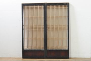 アンティーク建具　片面ガラス　上質な和の空間を演出する書院戸2枚セット(引き戸、窓)(R-076344)