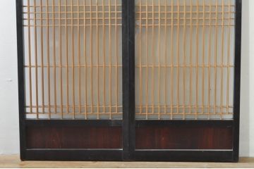 アンティーク建具　片面ガラス　上質な和の空間を演出する書院戸2枚セット(引き戸、窓)(R-076344)