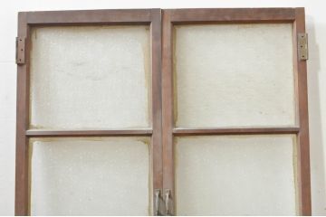 アンティーク建具　レトロな空間づくりにおすすめの両開き窓1対2枚セット(ガラス窓、ガラス戸、ガラス扉)(R-076345)