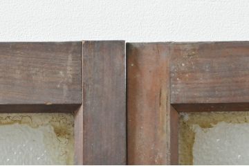 アンティーク建具　レトロな空間づくりにおすすめの両開き窓1対2枚セット(ガラス窓、ガラス戸、ガラス扉)(R-076345)