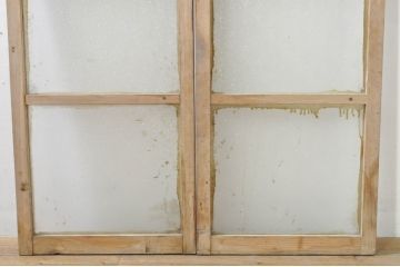 アンティーク建具　レトロな空間づくりにおすすめの両開き窓1対2枚セット(ガラス窓、ガラス戸、ガラス扉)(R-076345)