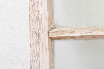 アンティーク建具　ペイント仕上げ限定　レトロな空間づくりにおすすめの両開き窓1対2枚セット(ガラス窓、ガラス戸、ガラス扉)(R-076346)