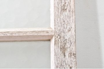 アンティーク建具　ペイント仕上げ限定　レトロな空間づくりにおすすめの両開き窓1対2枚セット(ガラス窓、ガラス戸、ガラス扉)(R-076346)