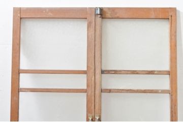 アンティーク建具　ペイント仕上げ限定　レトロな空間づくりにおすすめの両開き窓1対2枚セット(ガラス窓、ガラス戸、ガラス扉)(R-076346)