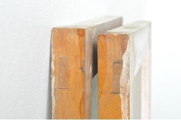 アンティーク建具　ペイント仕上げ限定　レトロな空間づくりにおすすめの両開き窓1対2枚セット(ガラス窓、ガラス戸、ガラス扉)(R-076346)