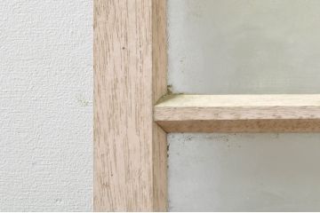 アンティーク建具　ペイント仕上げ限定　レトロな空間づくりにおすすめの両開き窓1対2枚セット(ガラス窓、ガラス戸、ガラス扉)(R-076347)