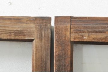 アンティーク建具　大正ロマン　古い木味が魅力的なガラス窓4枚セット(引き戸、ガラス戸)(R-076348)