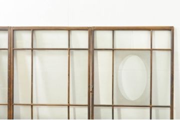 アンティーク建具　大正ロマン　古い木味が魅力的なガラス窓4枚セット(引き戸、ガラス戸)(R-076348)