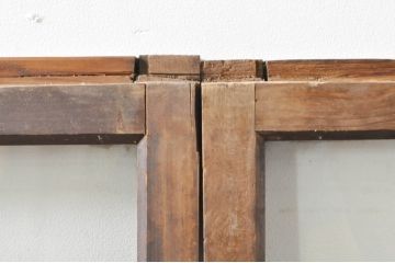 アンティーク建具　大正ロマン　古い木味が魅力的なガラス窓4枚セット(引き戸、ガラス戸)(R-076348)