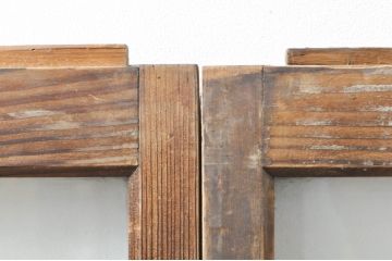 アンティーク建具　大正ロマン　古い木味が魅力的なガラス窓3枚セット(引き戸、ガラス戸)(R-076349)