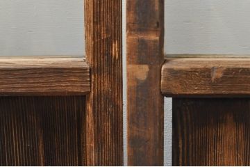 アンティーク建具　大正ロマン　古い木味が魅力的なガラス窓3枚セット(引き戸、ガラス戸)(R-076349)