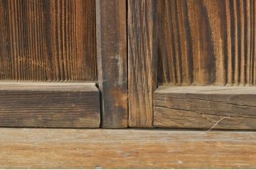 アンティーク建具　大正ロマン　古い木味が魅力的なガラス窓3枚セット(引き戸、ガラス戸)(R-076349)