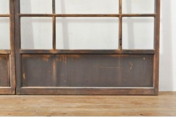 アンティーク建具　大正ロマン　古い木味が魅力的なガラス窓3枚セット(引き戸、ガラス戸)(R-076349)