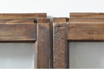 アンティーク建具　大正ロマン　古い木味が魅力的なガラス窓3枚セット(引き戸、ガラス戸)(R-076349)