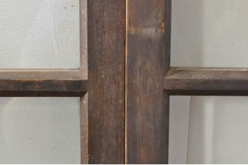 アンティーク建具　大正ロマン　古い木味が魅力的なガラス窓3枚セット(引き戸、ガラス戸)(R-076349)
