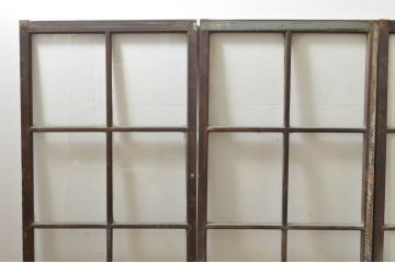 アンティーク建具　レトロ空間におすすめ!素朴な木味が魅力的なガラス窓4枚セット(引き戸、ガラス戸)(R-076350)
