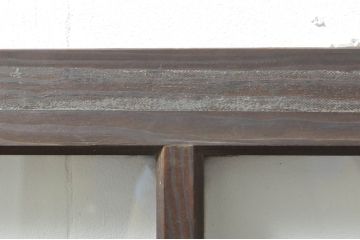 アンティーク建具　レトロ空間におすすめ!素朴な木味が魅力的なガラス窓4枚セット(引き戸、ガラス戸)(R-076350)
