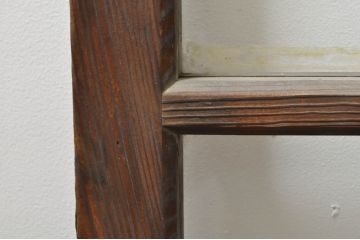 アンティーク建具　レトロ空間におすすめ!素朴な木味が魅力的なガラス窓4枚セット(引き戸、ガラス戸)(R-076350)