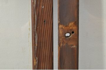 アンティーク建具　レトロ空間におすすめ!素朴な木味が魅力的なガラス窓4枚セット(引き戸、ガラス戸)(R-076350)