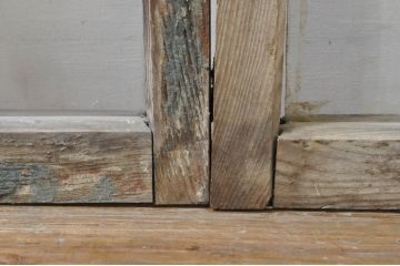 アンティーク建具　レトロ空間におすすめ!素朴な木味が魅力的なガラス窓4枚セット(引き戸、ガラス戸)(R-076350)