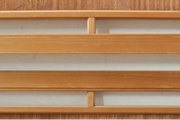 ビンテージ建具　波千鳥のデザインが上品な彫刻欄間2枚セット(明り取り、明かり取り、ヴィンテージ)(R-076351)