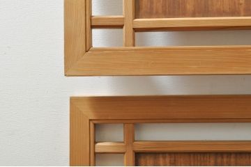 ビンテージ建具　波千鳥のデザインが上品な彫刻欄間2枚セット(明り取り、明かり取り、ヴィンテージ)(R-076351)