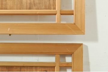ビンテージ建具　波千鳥のデザインが上品な彫刻欄間2枚セット(明り取り、明かり取り、ヴィンテージ)(R-076351)