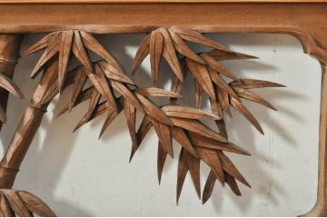 アンティーク建具　井波彫刻　巧記富吉作　繊細な四君子(蘭・菊・梅・竹)のデザインが目を惹く両面彫刻欄間2枚セット(R-076354)