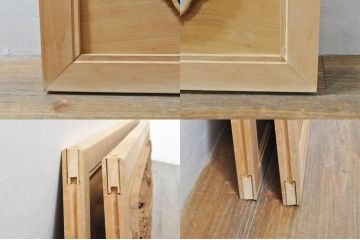 アンティーク建具　井波彫刻　壽山作　松の木と風情ある風景の図柄が美しい両面彫刻欄間2枚セット(明かり取り、明り取り)(R-076355)