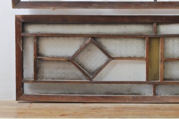 アンティーク建具　大正ロマン　ノスタルジックな雰囲気漂う色ガラス入り明かり取り2枚セット(明り取り、ガラス欄間)(R-076356)