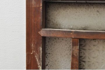 アンティーク建具　大正ロマン　ノスタルジックな雰囲気漂う色ガラス入り明かり取り2枚セット(明り取り、ガラス欄間)(R-076356)