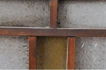 アンティーク建具　大正ロマン　ノスタルジックな雰囲気漂う色ガラス入り明かり取り2枚セット(明り取り、ガラス欄間)(R-076356)