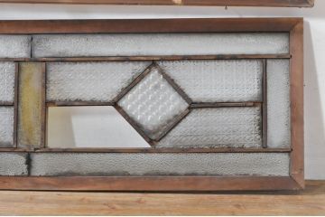 アンティーク建具　大正ロマン　ノスタルジックな雰囲気漂う色ガラス入り明かり取り2枚セット(明り取り、ガラス欄間)(R-076356)