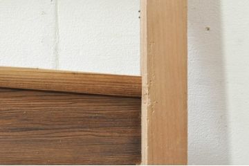 アンティーク建具　かわいらしい波千鳥の透かし彫り入り欄間2枚セット(明り取り、明かり取り)(R-076357)