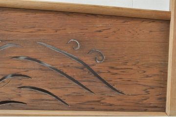 アンティーク建具　かわいらしい波千鳥の透かし彫り入り欄間2枚セット(明り取り、明かり取り)(R-076357)
