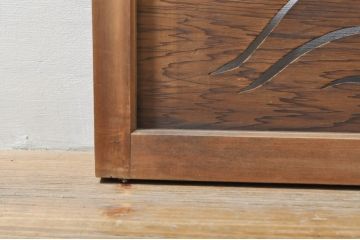 アンティーク建具　かわいらしい波千鳥の透かし彫り入り欄間2枚セット(明り取り、明かり取り)(R-076357)