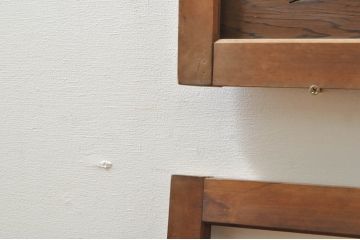 アンティーク建具　かわいらしい波千鳥の透かし彫り入り欄間2枚セット(明り取り、明かり取り)(R-076358)