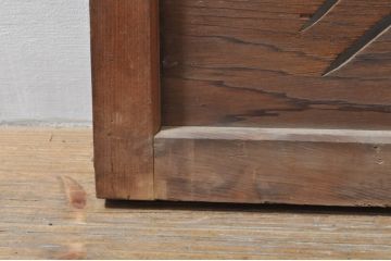 アンティーク建具　かわいらしい波千鳥の透かし彫り入り欄間2枚セット(明り取り、明かり取り)(R-076358)