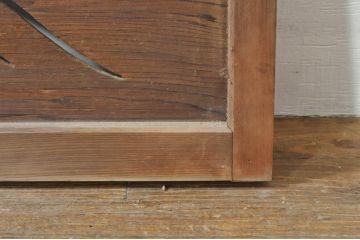 アンティーク建具　かわいらしい波千鳥の透かし彫り入り欄間2枚セット(明り取り、明かり取り)(R-076358)