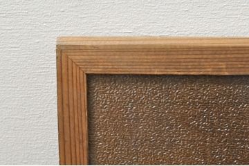 アンティーク建具　レンジャクと葡萄の透かし彫りがアクセントのガラス入り欄間2枚セット(明り取り、明かり取り)(R-076359)