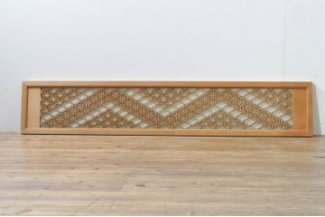 ビンテージ建具　凝ったデザインが魅力的な障子付き組子欄間1枚(明かり取り、明り取り、ヴィンテージ)(R-076361)