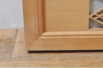 ビンテージ建具　凝ったデザインが魅力的な障子付き組子欄間1枚(明かり取り、明り取り、ヴィンテージ)(R-076361)