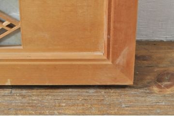 ビンテージ建具　凝ったデザインが魅力的な障子付き組子欄間1枚(明かり取り、明り取り、ヴィンテージ)(R-076361)