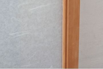 ビンテージ建具　凝ったデザインが魅力的な障子付き組子欄間1枚(明かり取り、明り取り、ヴィンテージ)(R-076361)