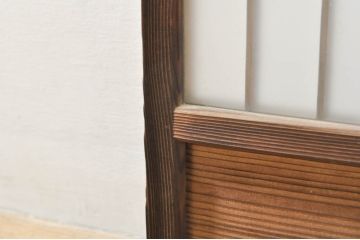 アンティーク建具　シンプルな佇まいが落ち着きのある空間を演出する格子入り書院戸4枚セット(窓、引き戸、ガラス戸)(R-076364)
