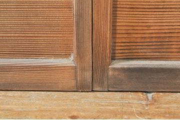 アンティーク建具　シンプルな佇まいが落ち着きのある空間を演出する格子入り書院戸4枚セット(窓、引き戸、ガラス戸)(R-076364)
