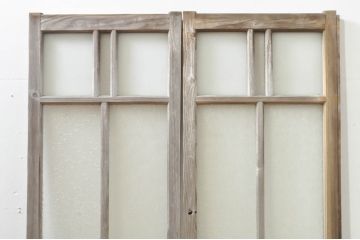 アンティーク建具　大正ロマン　ノスタルジックな雰囲気溢れるガラス窓2枚セット(引き戸、ガラス戸)(R-076365)