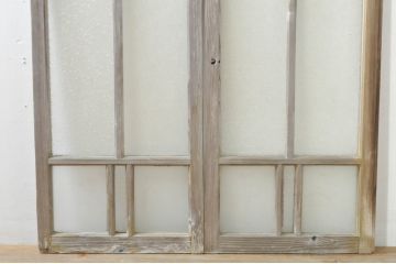 アンティーク建具　大正ロマン　ノスタルジックな雰囲気溢れるガラス窓2枚セット(引き戸、ガラス戸)(R-076365)